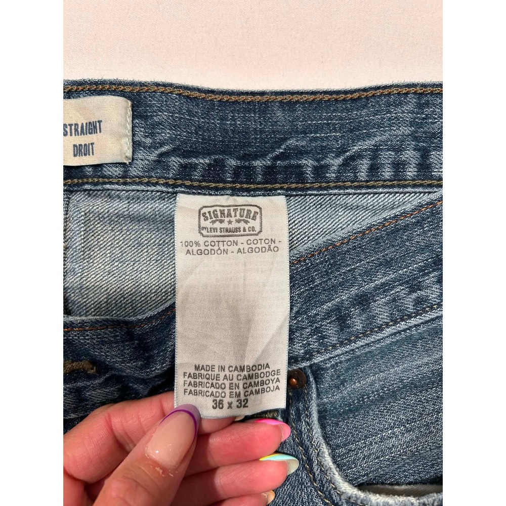 Signature by Levi Strauss & Co Mens Straight Leg Jeans Blue Denim 36x32 - Picture 3 of 10